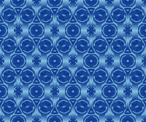 Indigo dyed ikat seamless pattern. Creative patterned fabric texture.