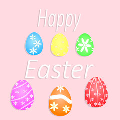 collection of easter eggs on a pink background with text