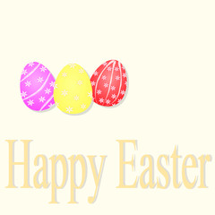Illustration of happy easter with easter eggs on beige background