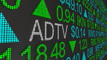 ADTV Average Daily Trading Volume Stock Market Ticker 3d Illustration