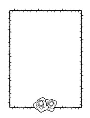 Frame of thorns with two roses on its bottom, isolated on white background.