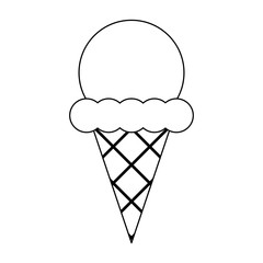 Ice cream cone with scoop in black and white