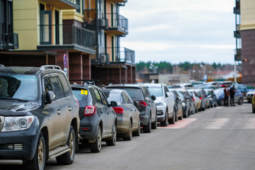 Moscow, Russia - April, 1, 2019: cars on a parkung in Moscow, Russia