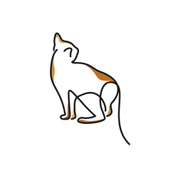 minimalist line art cat logo designs vector, colorful animal logo designs concept