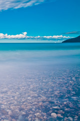 Naklejka na ściany i meble Very blue beautiful calm sea, rich colors and sky, a resort holiday in in Abkhazia