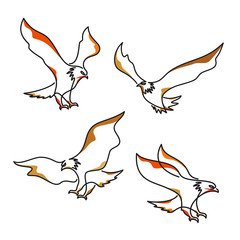 minimalist line art eagle logo designs vector, colorful animal logo designs concept