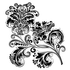 black and white ethnic flower with pattern - 259128916