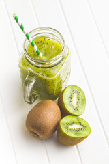 Glass of kiwi smoothie juice.
