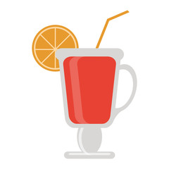 Cocktail with lemon and straw in cup