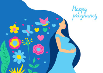 Happy pregnancy. Pretty pregnant woman.