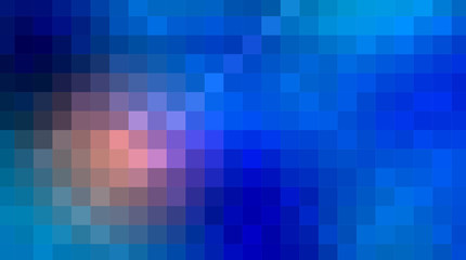 Vector abstract pixel or geometric pattern background. Illustration of squares with color blue blurred gradient background. Vector multicolor mosaic or rectangular background design for wallpaper