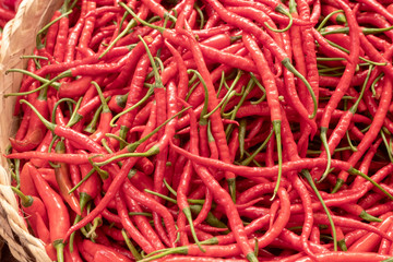 Red chili pepper in the basket