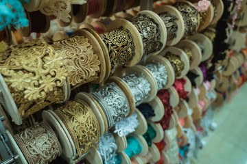 background of fabric decoration garments in the shop