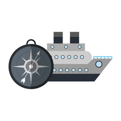 Cruiser ship with compass symbol