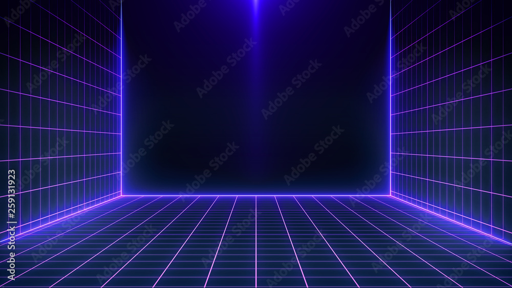 Canvas Prints retro sci-fi background futuristic landscape of the 80`s. digital cyber surface. suitable for design
