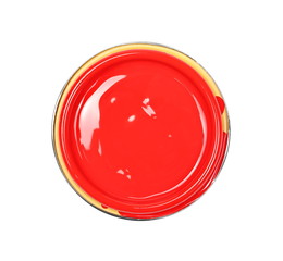 Open cover paint can isolated on white background, top view