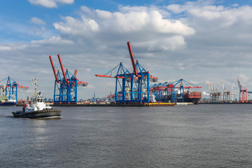 Burchardkai in Hamburg mit Hafenkränen 