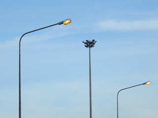 street lamp post with blue sky