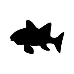 Vector illustration icon. Marine tropical design. Black silhouette of sea fish