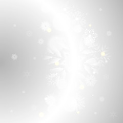 Fototapeta na wymiar Light silver abstract Christmas background with white snowflakes