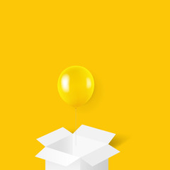 Yellow Balloons And White Box