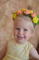 little girl with flowers