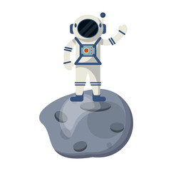 Astronaut on asteroid cartoon