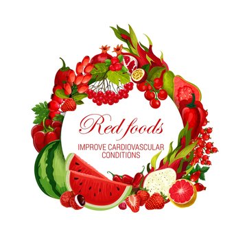 Color diet red food vegetables, fruits and berries
