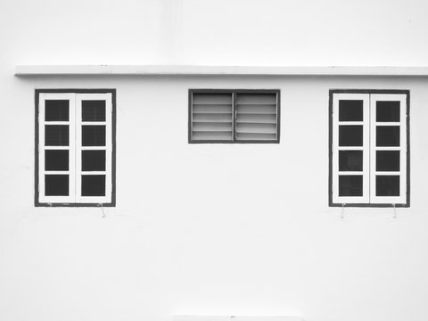 black and white window on wall design