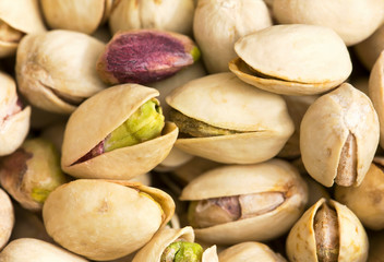 Pistachio nuts with shell closeup
