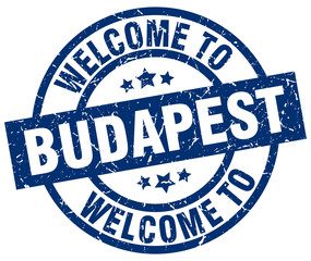 welcome to Budapest blue stamp