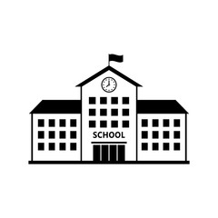 School vector icon, isolated building on white background