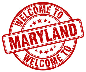 welcome to Maryland red round vintage stamp