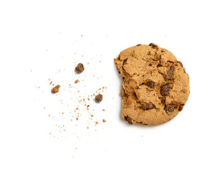 Half eaten cookie isolated on white background