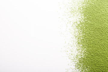 Green tea matcha isolated on white with copy space