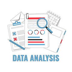 Data analysis and financial research. Financial data concept. Vector illustration
