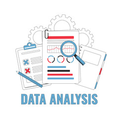 Data analysis and financial research. Financial data concept. Vector illustration