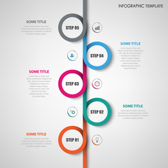 Info graphic with colored vertical rounds line template