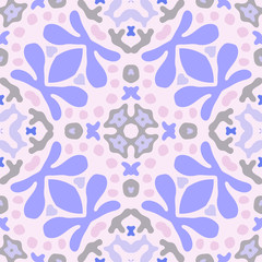Fototapeta premium Handmade painting. Flower tracery, fishnet lines. Tribal ethnic seamless ornament in arabic style. The idea of design wallpaper, tile, packaging, background. Modern fabric, textiles.