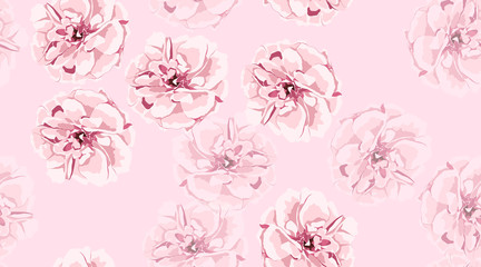Watercolor Roses, Floral Seamless Pattern.
