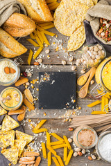 Gluten free food and flour, almond, corn, rice, chickpea