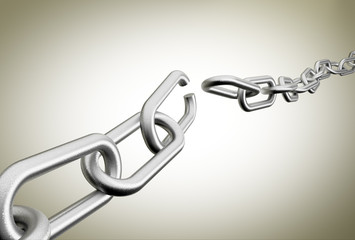 Obraz premium 3D rendering of broken chains against a plain background