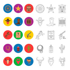 Wild West vector icons set