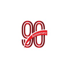 90 Year Anniversary Vector Template Design Illustration