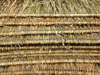pile of dry hay roof closeup