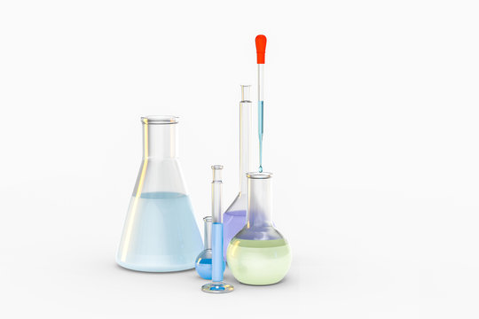 3d rendering, Chemical vessels in the laboratory