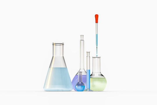 3d rendering, Chemical vessels in the laboratory