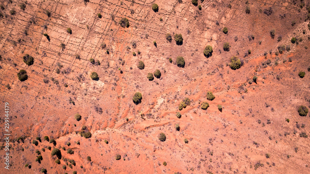 Wall mural Aerial Drone bird's eye picture on the Outback Desert in South Australia