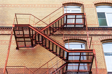 wall of a building with fire stairs