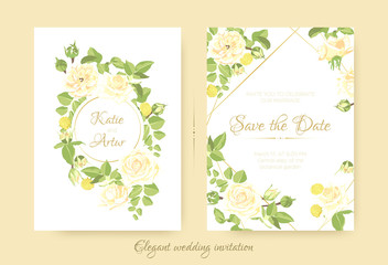 Elegant Vintage Wedding Cards with Roses.